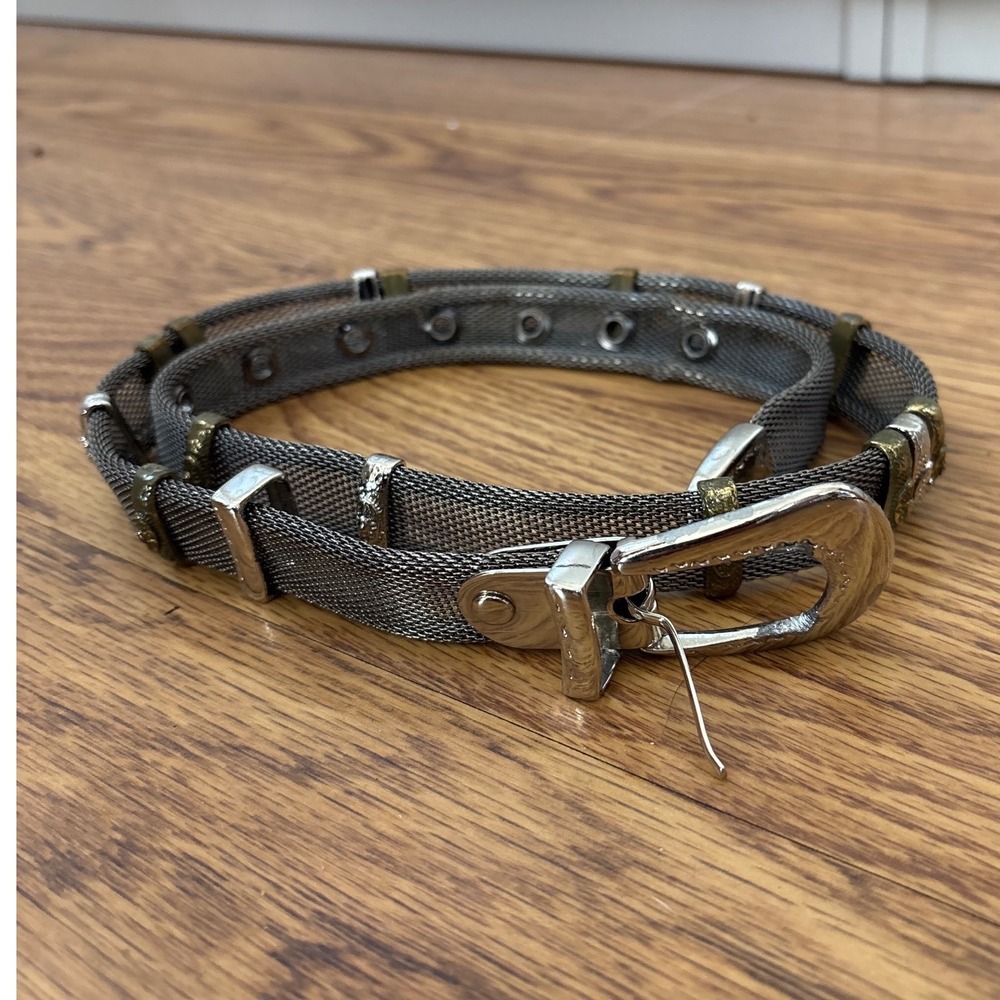 Vintage Metal Mesh Belt Boho Western Gothic Grunge Buckle Slides 34 Inch